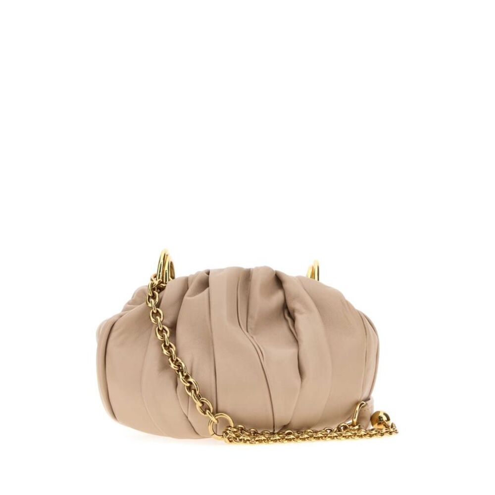 Chloe Women Antiqued Pink Leather Chloe Plisse Bucket Bag